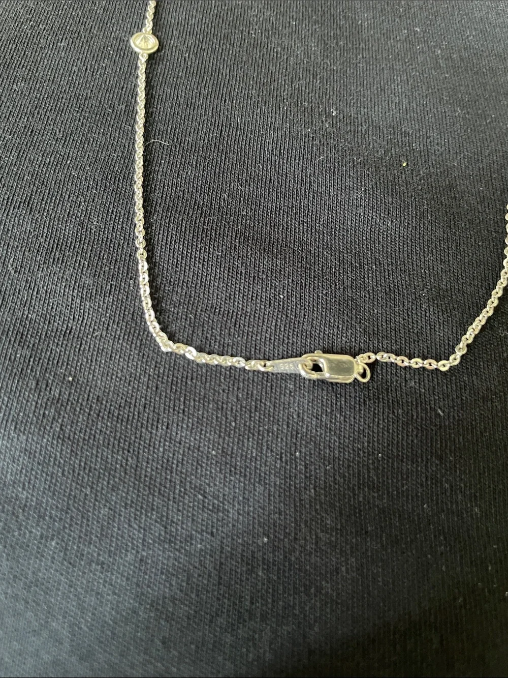 Layered Sterling Silver Station Necklace with Bezel Crystal Accents